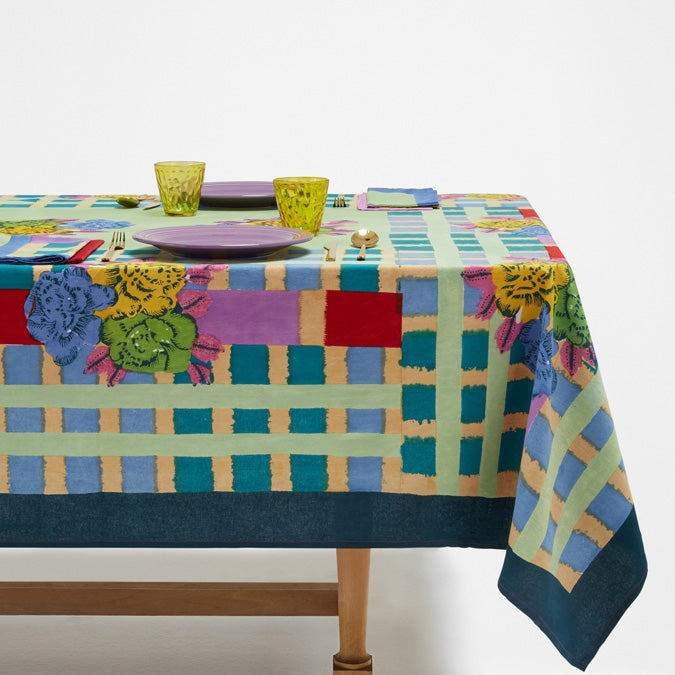 Ankara Aqua Cotton Tablecloth