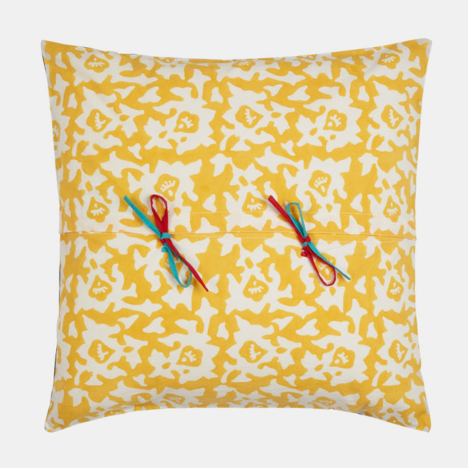 Arabesque Red Gold Square Pillow
