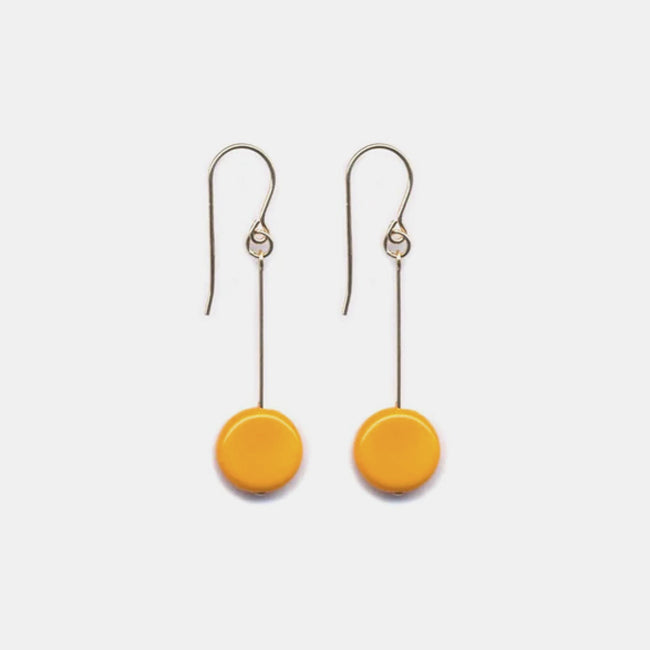 Mustard Flat Circle Drop Earrings