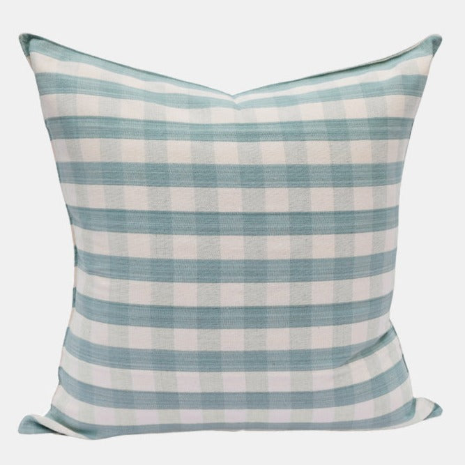 Celadon Green Gingham Pillow, square