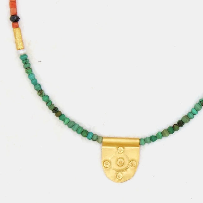 Tiny Turquoise with Talisman Necklace